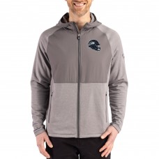 Seattle Seahawks Cutter & Buck Heather Gray Peshastin Eco Fleece Recycled Raglan Full-Zip Tri-Blend Hybrid Jacket