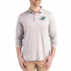 Miami Dolphins Cutter & Buck Gray Coastline Epic Comfort Eco Recycled Polo