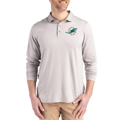 Miami Dolphins Cutter & Buck Gray Coastline Epic Comfort Eco Recycled Polo