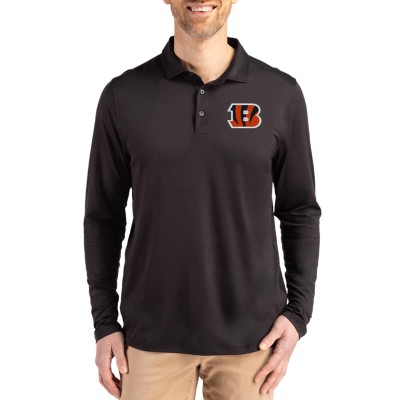 Cincinnati Bengals Cutter & Buck Black Coastline Epic Comfort Eco Recycled Polo