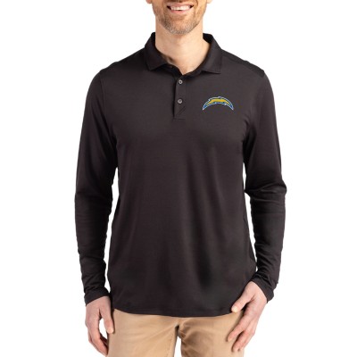 Los Angeles Chargers Cutter & Buck Black Coastline Epic Comfort Eco Recycled Polo