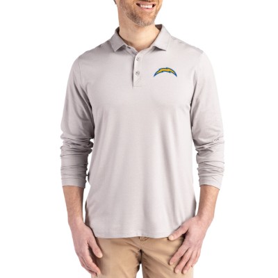 Los Angeles Chargers Cutter & Buck Gray Coastline Epic Comfort Eco Recycled Polo