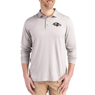 Baltimore Ravens Cutter & Buck Gray Coastline Epic Comfort Eco Recycled Polo