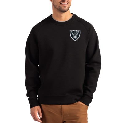 Las Vegas Raiders Cutter & Buck Black Primary Logo Roam Recycled Raglan Pullover Sweatshirt