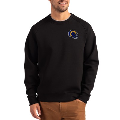 Los Angeles Rams Cutter & Buck Black Helmet Roam Recycled Raglan Pullover Sweatshirt