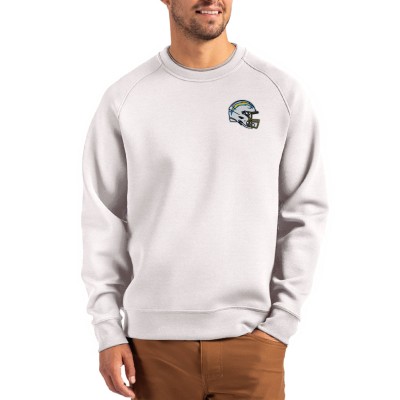 Los Angeles Chargers Cutter & Buck Gray Helmet Roam Recycled Raglan Pullover Sweatshirt