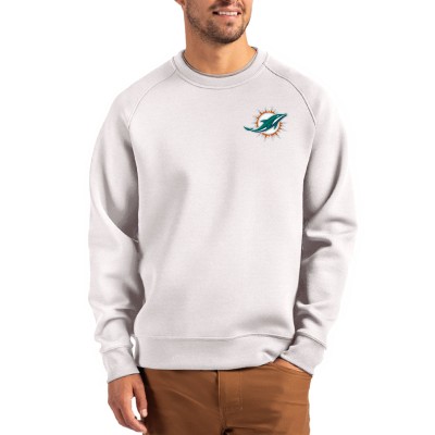 Miami Dolphins Cutter & Buck Gray Primary Logo Roam Recycled Raglan Pullover Sweatshirt