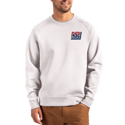 New York Giants Cutter & Buck Gray Throwback Roam Recycled Raglan Pullover Sweatshirt