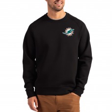 Miami Dolphins Cutter & Buck Black Primary Logo Roam Recycled Raglan Pullover Sweatshirt