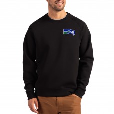 Seattle Seahawks Cutter & Buck Black Throwback Roam Recycled Raglan Pullover Sweatshirt