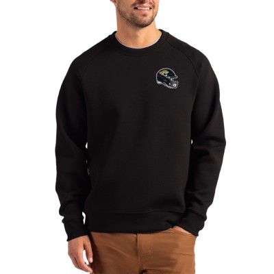 Jacksonville Jaguars Cutter & Buck Black Helmet Roam Recycled Raglan Pullover Sweatshirt