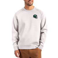 New York Jets Cutter & Buck Gray Helmet Roam Recycled Raglan Pullover Sweatshirt