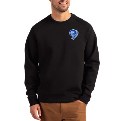Los Angeles Rams Cutter & Buck Black Throwback Roam Recycled Raglan Pullover Sweatshirt