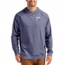Los Angeles Chargers Cutter & Buck Heather Navy Adapt Historic Knit Recycled Raglan Pullover Hoodie