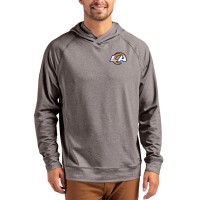 Los Angeles Rams Cutter & Buck Adapt Knit Recycled Raglan Pullover Hoodie - Heather Gray