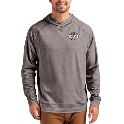 Los Angeles Rams Cutter & Buck Adapt Knit Recycled Raglan Pullover Hoodie - Heather Gray