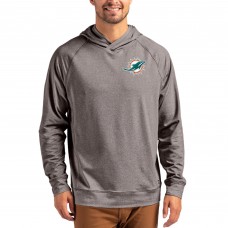 Miami Dolphins Cutter & Buck Heather Gray Adapt Historic Knit Recycled Raglan Pullover Hoodie