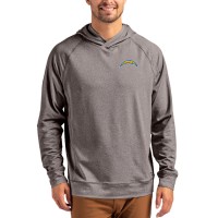 Los Angeles Chargers Cutter & Buck Heather Gray Adapt Knit Recycled Raglan Pullover Hoodie