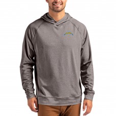 Los Angeles Chargers Cutter & Buck Heather Gray Adapt Knit Recycled Raglan Pullover Hoodie