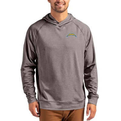 Los Angeles Chargers Cutter & Buck Heather Gray Adapt Knit Recycled Raglan Pullover Hoodie
