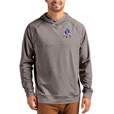 New England Patriots Cutter & Buck Heather Gray Adapt Historic Knit Recycled Raglan Pullover Hoodie