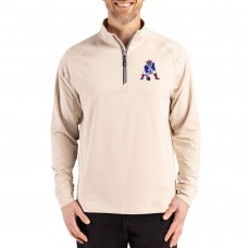 New England Patriots Cutter & Buck Tan Throwback Logo Adapt Eco Knit Stretch Recycled Quarter-Zip Pullover