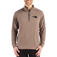 New England Patriots Cutter & Buck Brown Adapt Eco Knit Stretch Recycled Quarter-Zip Pullover