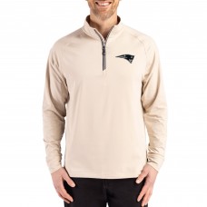New England Patriots Cutter & Buck Tan Adapt Eco Knit Stretch Recycled Quarter-Zip Pullover New England Patriots Cutter & Buck Tan Adapt Eco Knit Stretch Recycled Quarter-Zip Pullover