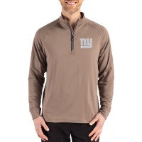 New York Giants Cutter & Buck Brown Adapt Eco Knit Stretch Recycled Quarter-Zip Pullover