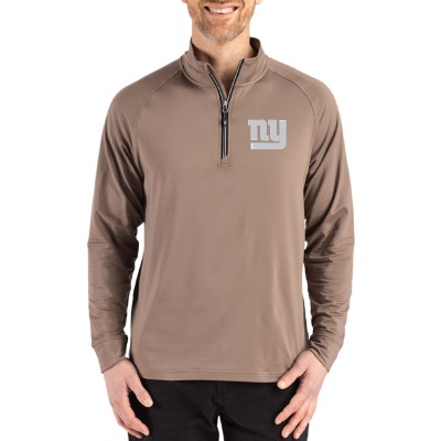 New York Giants Cutter & Buck Brown Adapt Eco Knit Stretch Recycled Quarter-Zip Pullover