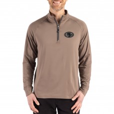 San Francisco 49ers Cutter & Buck Brown Adapt Eco Knit Stretch Recycled Quarter-Zip Pullover