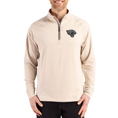 Jacksonville Jaguars Cutter & Buck Tan Adapt Eco Knit Stretch Recycled Quarter-Zip Pullover
