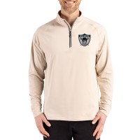Las Vegas Raiders Cutter & Buck Tan Adapt Eco Knit Stretch Recycled Quarter-Zip Pullover