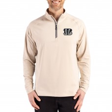 Cincinnati Bengals Cutter & Buck Tan Adapt Eco Knit Stretch Recycled Quarter-Zip Pullover