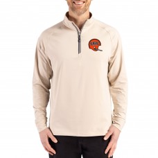 Cincinnati Bengals Cutter & Buck Tan Throwback Logo Adapt Eco Knit Stretch Recycled Quarter-Zip Pullover