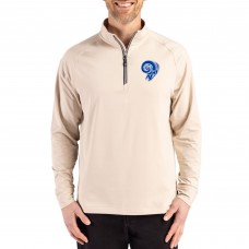 Los Angeles Rams Cutter & Buck Throwback Logo Adapt Eco Knit Stretch Recycled Quarter-Zip Pullover - Tan