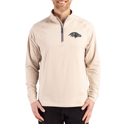 Baltimore Ravens Cutter & Buck Tan Adapt Eco Knit Stretch Recycled Quarter-Zip Pullover