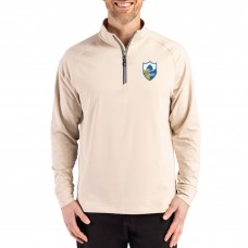 Los Angeles Chargers Cutter & Buck Tan Throwback Logo Adapt Eco Knit Stretch Recycled Quarter-Zip Pullover