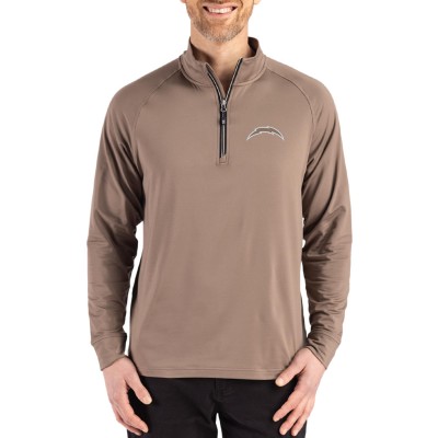 Los Angeles Chargers Cutter & Buck Brown Adapt Eco Knit Stretch Recycled Quarter-Zip Pullover