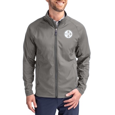Pittsburgh Steelers Cutter & Buck Gray Adapt Eco Hybrid Recycled Full-Zip Jacket