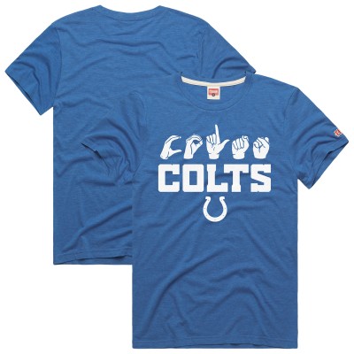 Unisex Indianapolis Colts Homage Royal NFL ASL Collection by Love Sign Tri-Blend T-Shirt