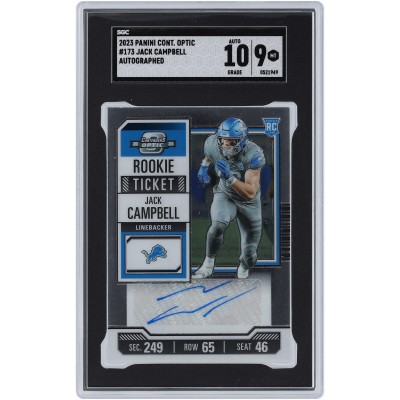 Jack Campbell Detroit Lions Autographed 2023 Panini Contenders Optic Rookie Ticket Autograph #173 SGC Authenticated 9/10 Rookie Card