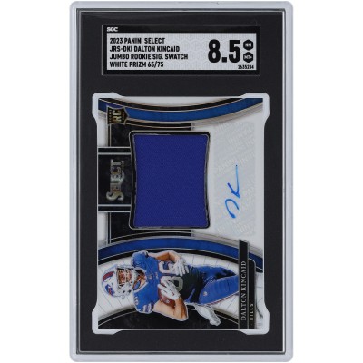 Dalton Kincaid Buffalo Bills Autographed 2023 Panini Select White Prizm Jumbo Rookie Signature Swatch Relic #JRS-DKI #65/75 SGC Authenticated 8.5 Rookie Card