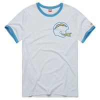 Unisex Los Angeles Chargers Homage Gray Charger Power Ringer Tri-Blend T-Shirt