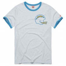 Unisex Los Angeles Chargers Homage Gray Charger Power Ringer Tri-Blend T-Shirt