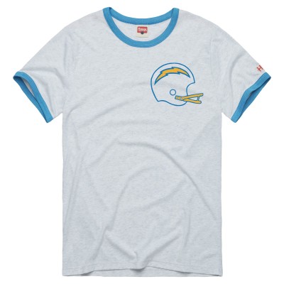 Unisex Los Angeles Chargers Homage Gray Charger Power Ringer Tri-Blend T-Shirt