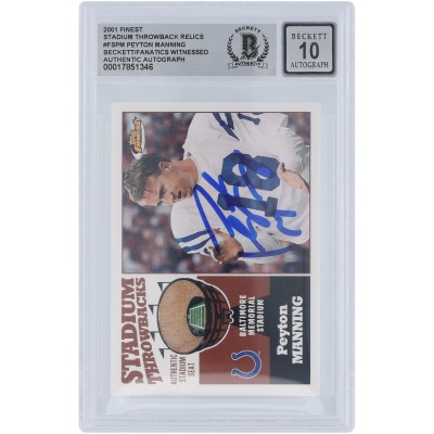 Peyton Manning Indianapolis Colts Autographed 2001 Topps Finest Stadium Throwback Relic #FS-PM Beckett Fanatics Witnessed Authenticated 10 Card