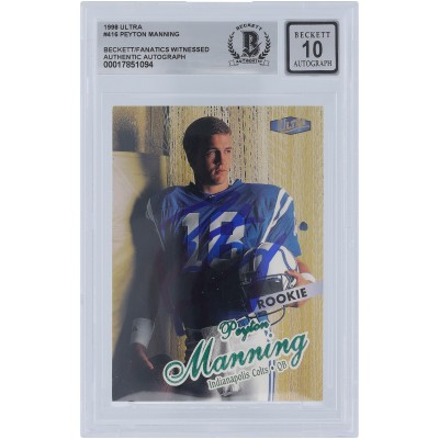 Peyton Manning Indianapolis Colts Autographed 1998 Fleer Ultra #416 Beckett Fanatics Witnessed Authenticated 10 Rookie Card