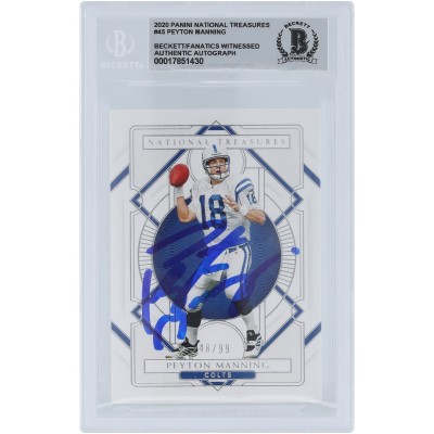 Peyton Manning Indianapolis Colts Autographed 2020 Panini National Treasures #45 #/99 Beckett Fanatics Witnessed Authenticated 10 Card