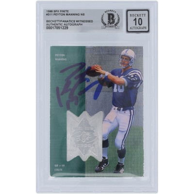 Peyton Manning Indianapolis Colts Autographed 1998 Upper Deck SPX The New School #311 Beckett Fanatics Witnessed Authenticated 10 Rookie Card